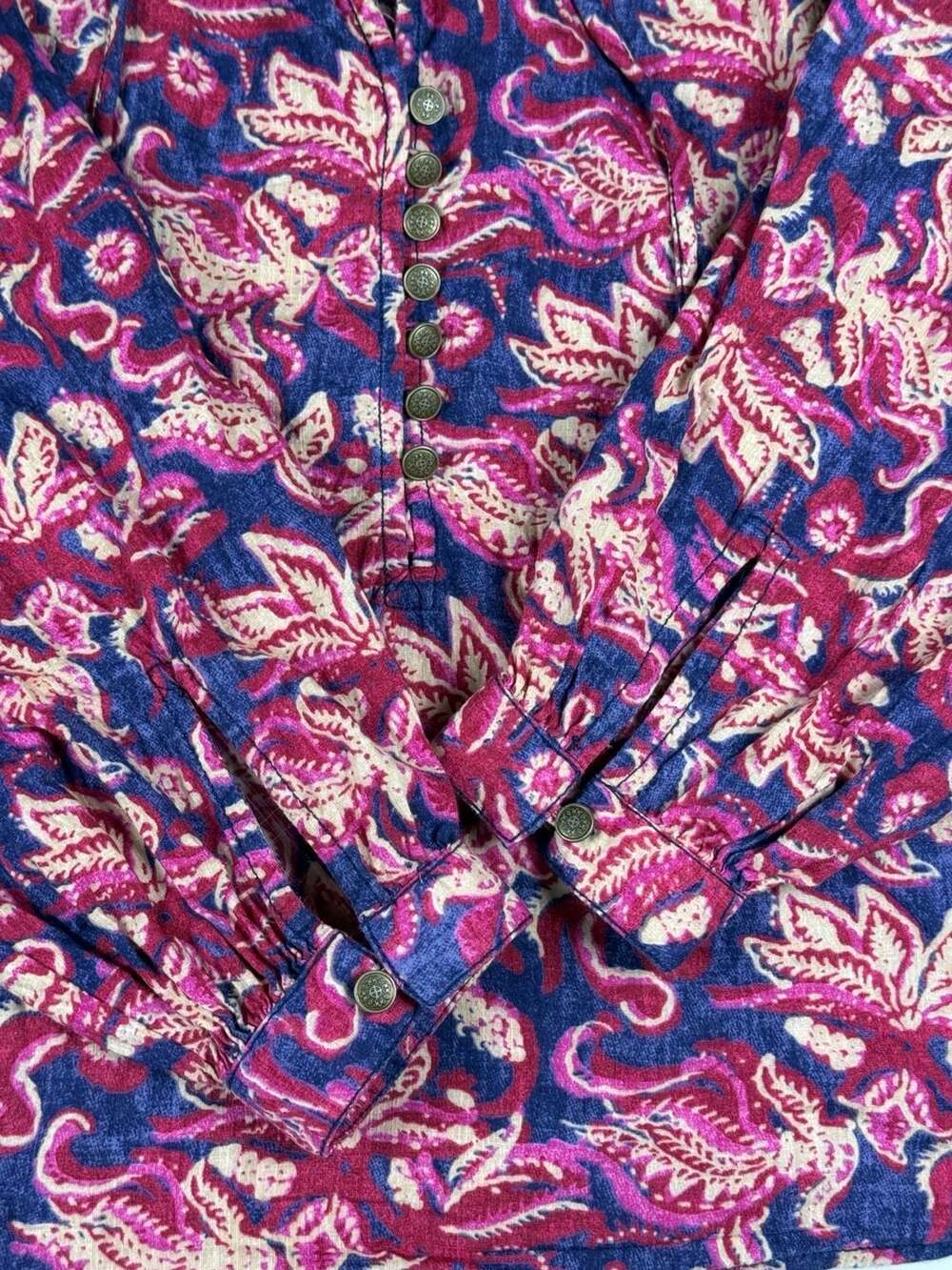 Anthropologie Pilcro Lucille Peasant Blouse Womens Size XS Floral Boho Hippie